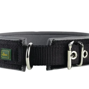 Expressversand HUNTER Halsband Neopren Reflect 4,5 cm 34-41 schwarz/grau